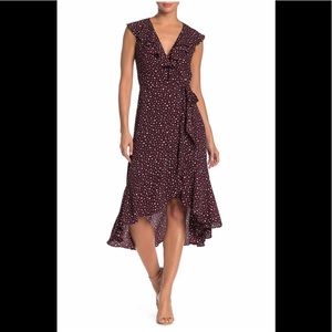 NWT! Max Studio Patterned Ruffle Wrap midi Dress